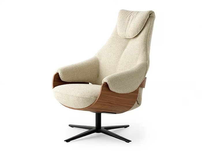 LXR10 - Fabric armchair with headrest with 4-spoke base _ LEOLUX LX